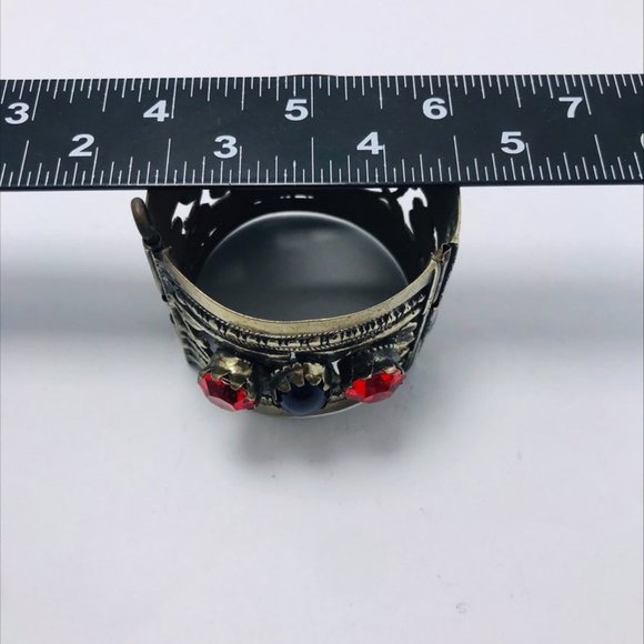 Single Red and Blue Glass Stone Cuff Bracelet, Nomadic Bracelet, Vintage Cuff - Picture 10 of 10